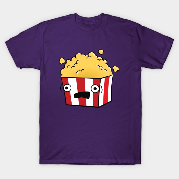 Cute, Kawaii, Cartoon Popcorn T-Shirt by rideawavedesign